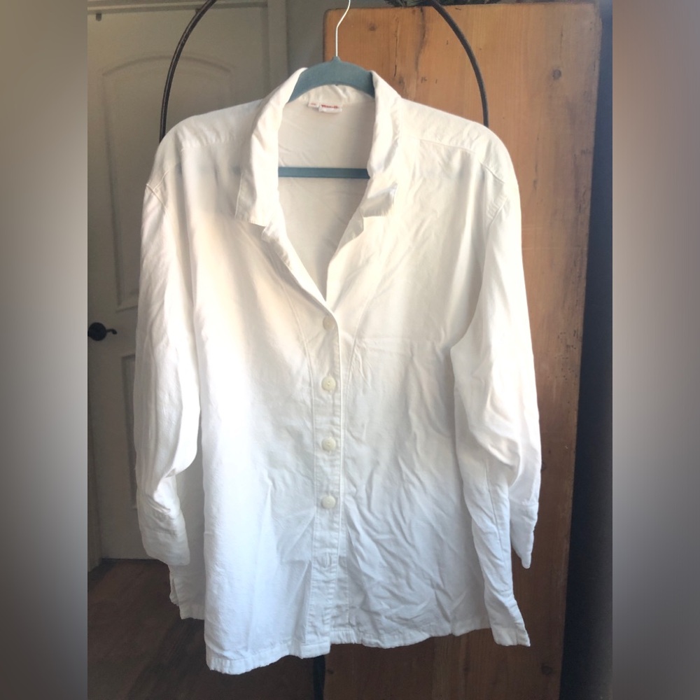 Tianello Womens Medium Tencel Aida Blouse White 3/4 Sleeve Casual Top size XL